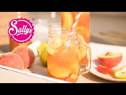 Selbstgemachter DIY Eistee Pfirsich &amp; Zitrone / Ohne Zuckerzusatz / schnell &amp; erfrischend