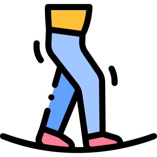 Icon von Beinen einer Person, die auf einem Seil balanciert
